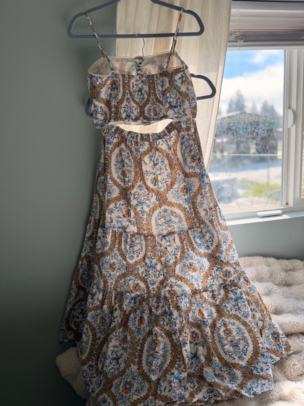 DRA Los Angeles 2 Piece Set with Blue & Orange Floral Print - Picture 3 of 8